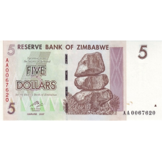 P66 Zimbabwe - 5 Dollars Year 2007
